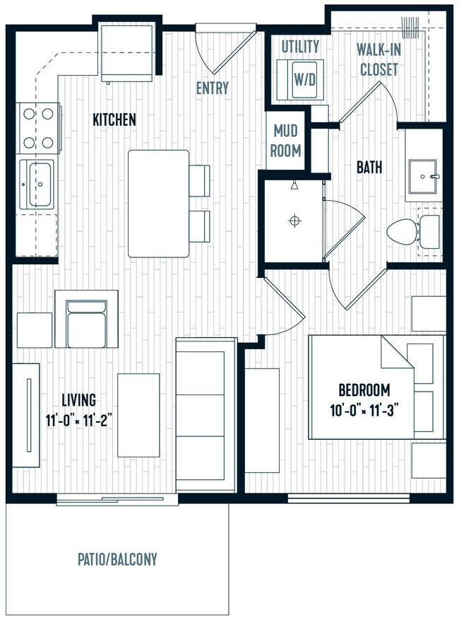 A One Bedroom 128 floor plan